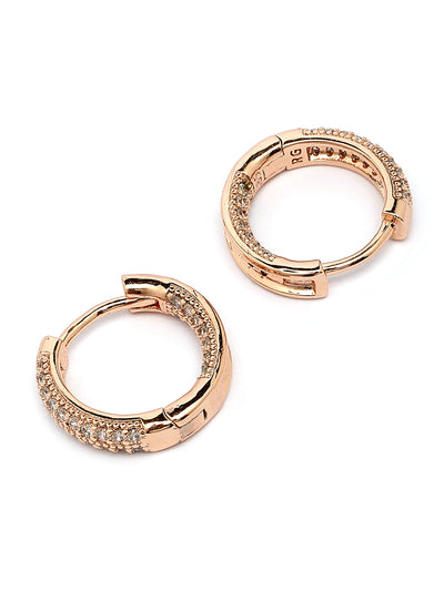 Scintillare By Sukkhi Charming 18k Rose Gold Plated Latest Fancy Stylish Copper Zircon Hoop Bali Earrings for Women & Girls|Pair of 1|Jewellery Gifts for Wife Girlfriend Mother Sister|E107254