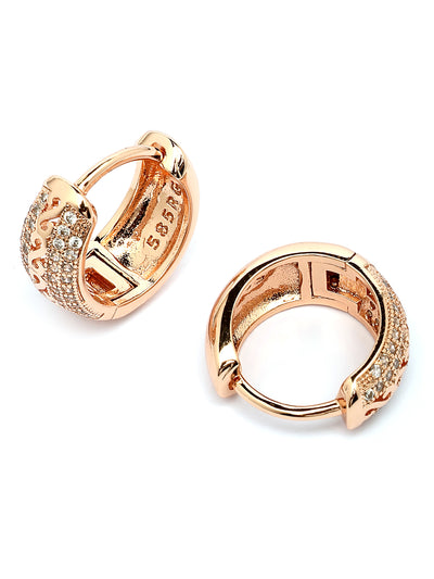 Scintillare By Sukkhi Creative Latest Stylish 18k Rose Gold Plated Crystal Diamond Hoop Bali Style Earrings for Women & Girls|Pair of 1|Jewellery Gifts for Wife Girlfriend Mother Sister|E107255