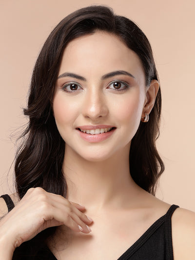 Scintillare By Sukkhi Creative Latest Stylish 18k Rose Gold Plated Crystal Diamond Hoop Bali Style Earrings for Women & Girls|Pair of 1|Jewellery Gifts for Wife Girlfriend Mother Sister|E107255