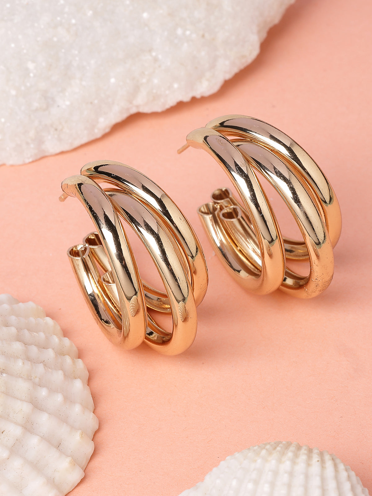 Scintillare By Sukkhi Western Fashionable Gold Plated Half Hoop Earrings for Women & Girls|Pair of 1|Jewellery Gifts for Wife Girlfriend Mother Sister|E107256
