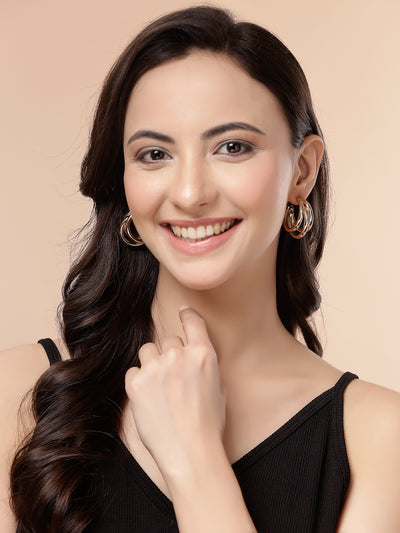 Scintillare By Sukkhi Western Fashionable Gold Plated Half Hoop Earrings for Women & Girls|Pair of 1|Jewellery Gifts for Wife Girlfriend Mother Sister|E107256