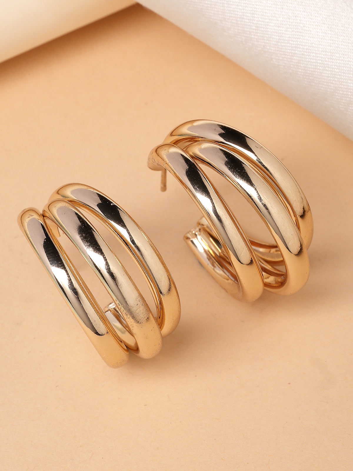 Scintillare By Sukkhi Western Fashionable Gold Plated Half Hoop Earrings for Women & Girls|Pair of 1|Jewellery Gifts for Wife Girlfriend Mother Sister|E107256