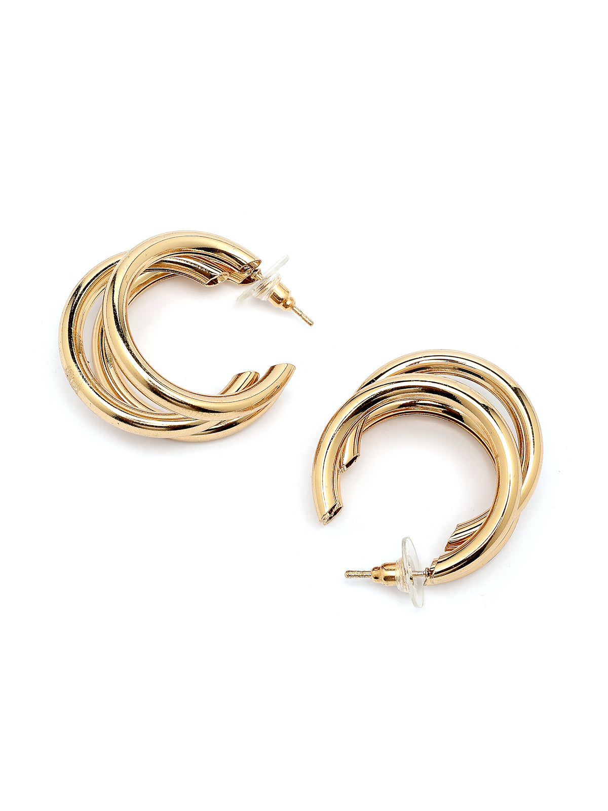 Scintillare By Sukkhi Western Fashionable Gold Plated Half Hoop Earrings for Women & Girls|Pair of 1|Jewellery Gifts for Wife Girlfriend Mother Sister|E107256