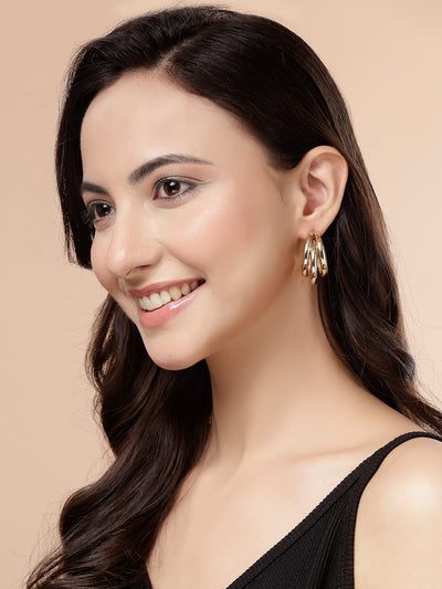 Scintillare By Sukkhi Western Fashionable Gold Plated Half Hoop Earrings for Women & Girls|Pair of 1|Jewellery Gifts for Wife Girlfriend Mother Sister|E107256