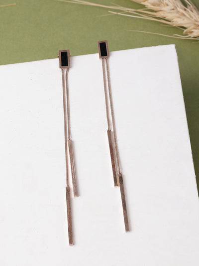 Scintillare By Sukkhi Splendid Gold Plated Latest Stylish Long Chain Dangler Black Earrings for Women & Girls|Stainless Steel|Jewellery Gift for Anniversary|E107260