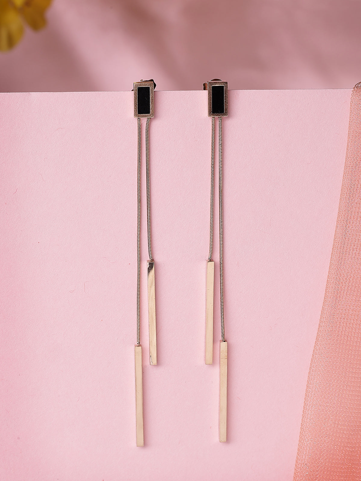 Scintillare By Sukkhi Splendid Gold Plated Latest Stylish Long Chain Dangler Black Earrings for Women & Girls|Stainless Steel|Jewellery Gift for Anniversary|E107260