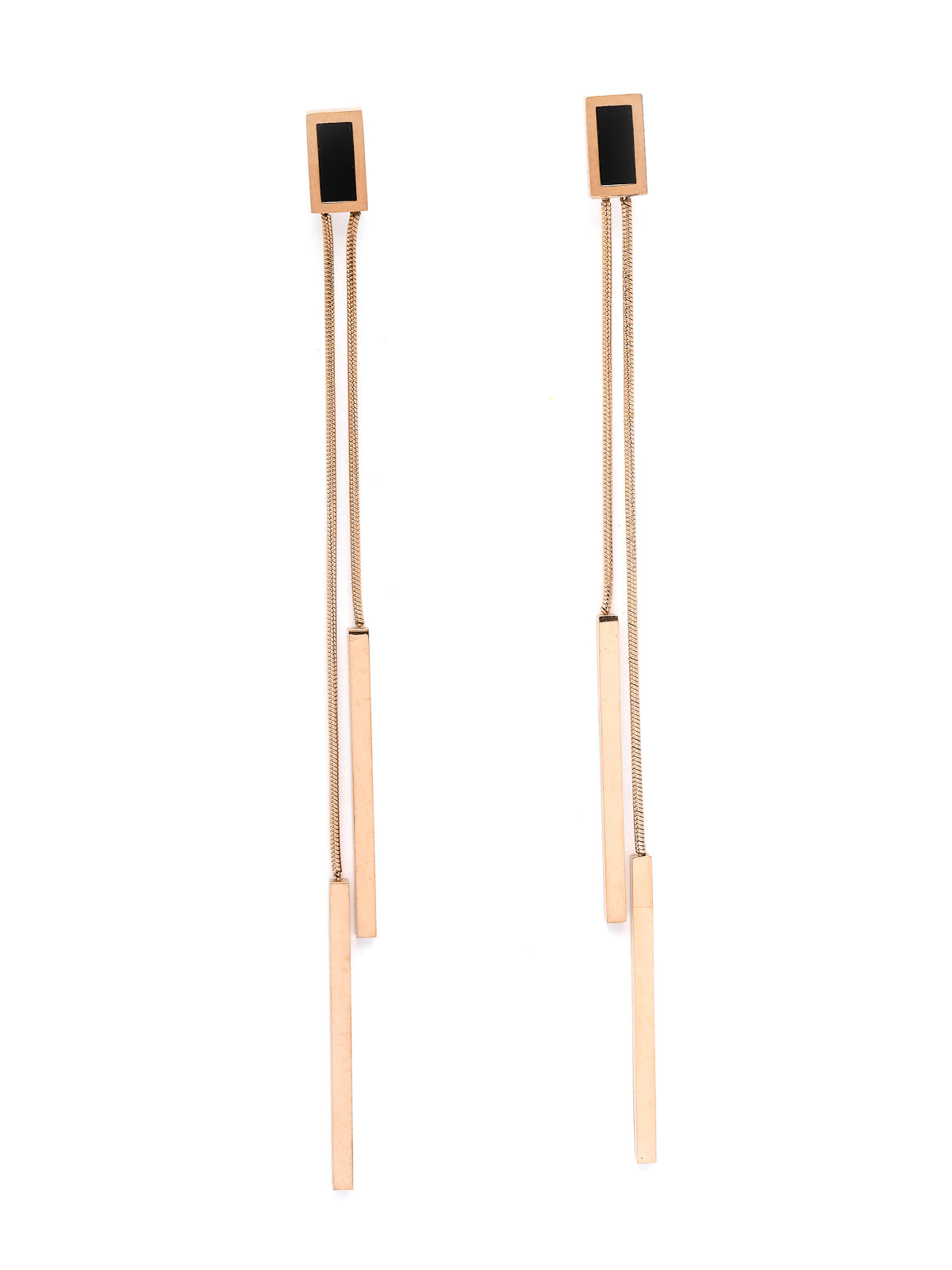 Scintillare By Sukkhi Splendid Gold Plated Latest Stylish Long Chain Dangler Black Earrings for Women & Girls|Stainless Steel|Jewellery Gift for Anniversary|E107260