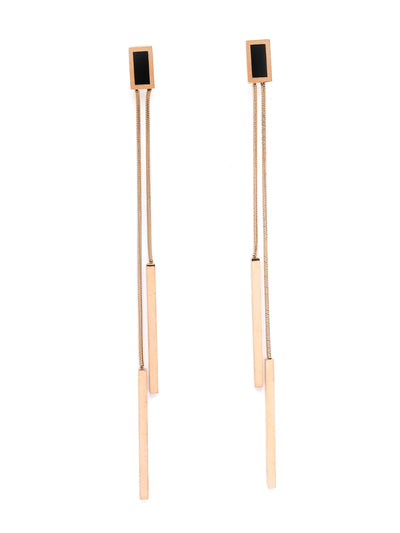 Scintillare By Sukkhi Splendid Gold Plated Latest Stylish Long Chain Dangler Black Earrings for Women & Girls|Stainless Steel|Jewellery Gift for Anniversary|E107260