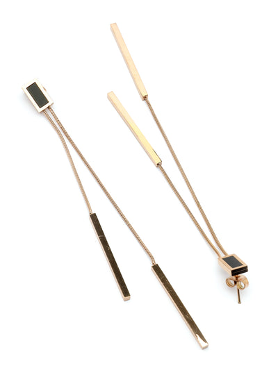 Scintillare By Sukkhi Splendid Gold Plated Latest Stylish Long Chain Dangler Black Earrings for Women & Girls|Stainless Steel|Jewellery Gift for Anniversary|E107260