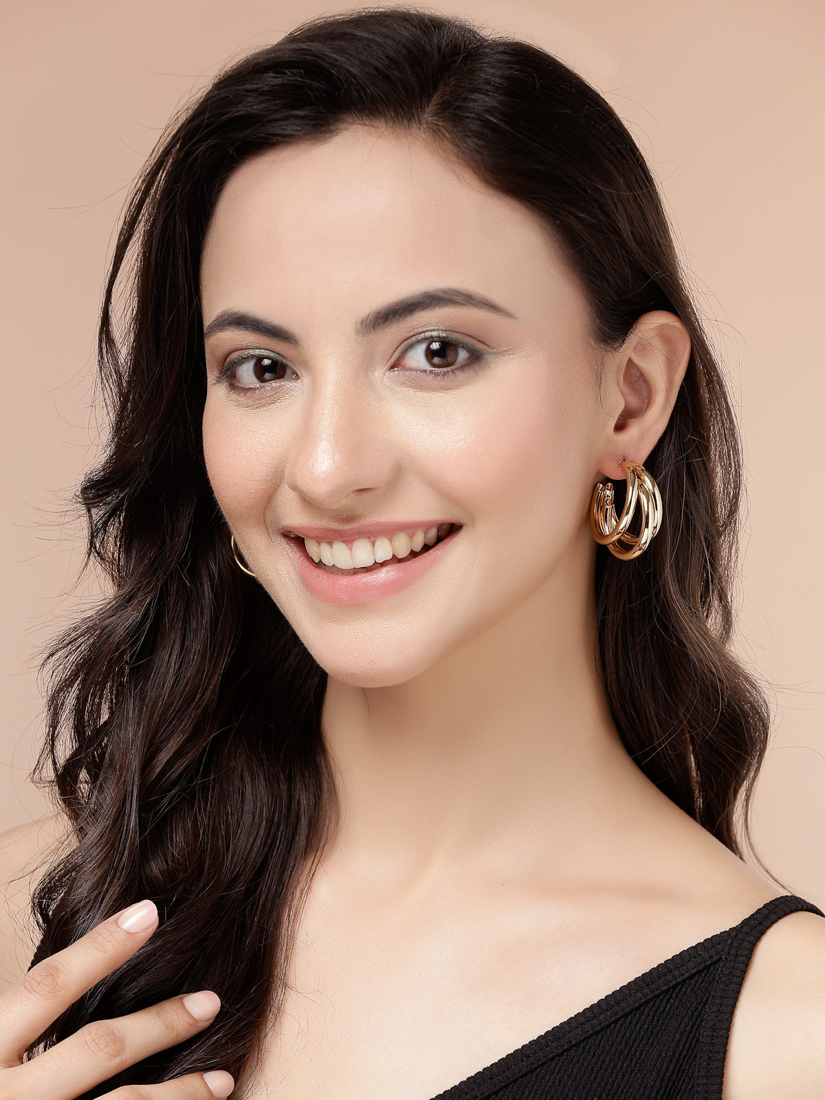 Scintillare By Sukkhi Western Fashionable Gold Plated Half Hoop Twisted Layered Hoop Earrings for Women & Girls|Birthday Gift for girls and women Anniversary Gift for Wife|E107261