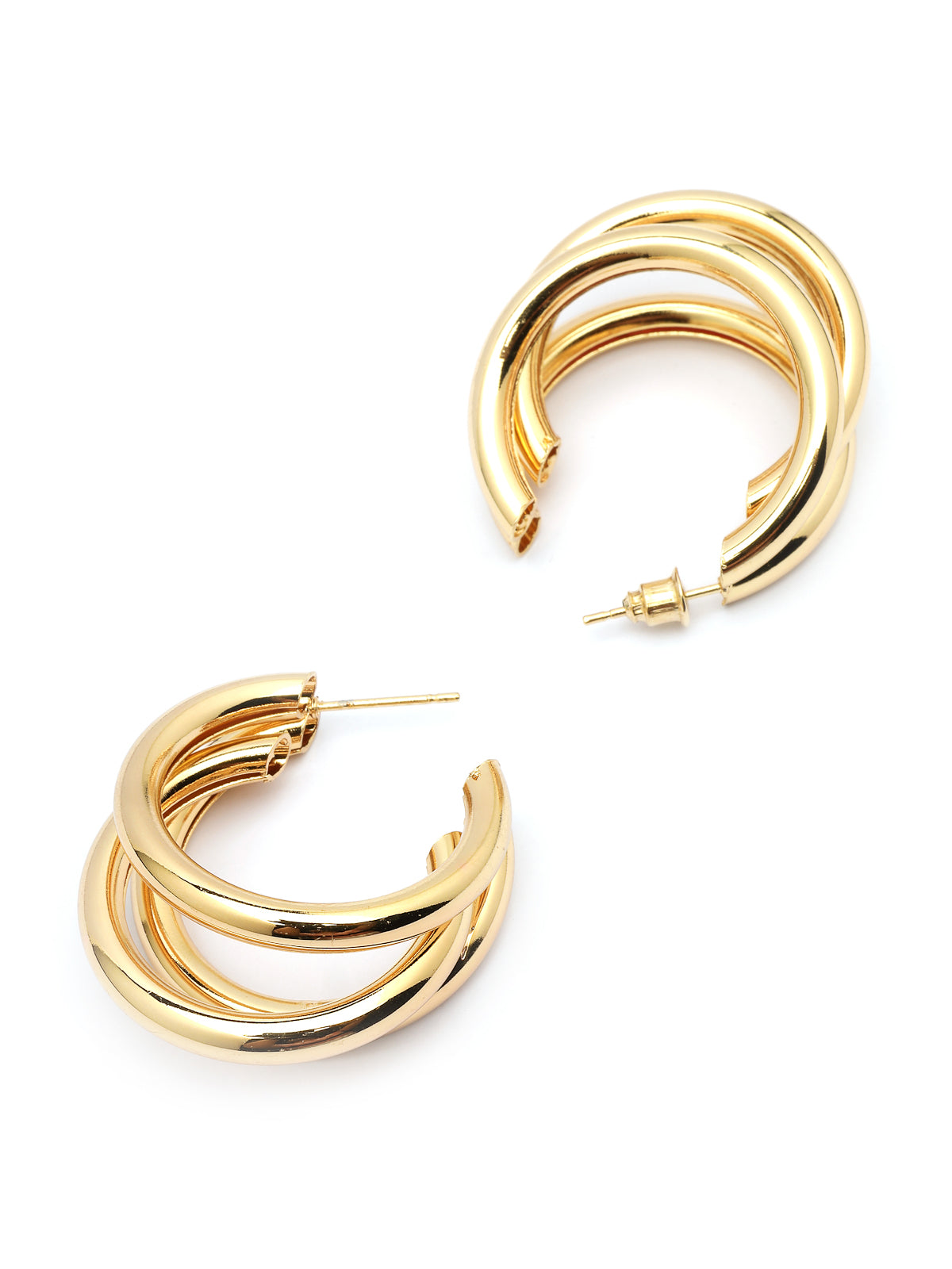Scintillare By Sukkhi Western Fashionable Gold Plated Half Hoop Twisted Layered Hoop Earrings for Women & Girls|Birthday Gift for girls and women Anniversary Gift for Wife|E107261
