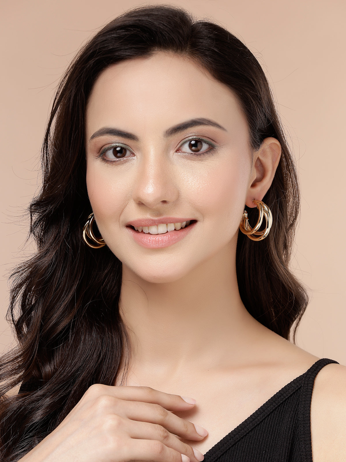 Scintillare By Sukkhi Western Fashionable Gold Plated Half Hoop Twisted Layered Hoop Earrings for Women & Girls|Birthday Gift for girls and women Anniversary Gift for Wife|E107261