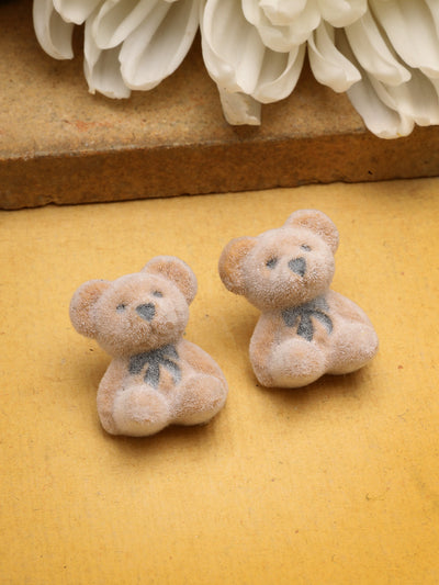 Scintillare By Sukkhi Mini Teddy Bear Stylish Light Brown Studs Earrings for Women & Girls|Birthday Gift for girls and women Anniversary Gift for Wife|Pair of 1|Jewellery Gifts for Wife Girlfriend Mother Sister|E107276