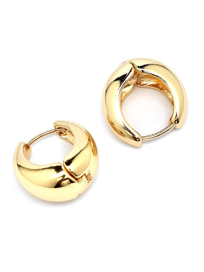 Scintillare By Sukkhi Latest Stylish Trendy Chunky Golden Dainty Gold Plated Small Hoops Bali Earrings for Women & Girls|Korean Fashion Jewellery|Pair of 1|Jewellery Gifts for Wife Girlfriend Mother Sister|E107277