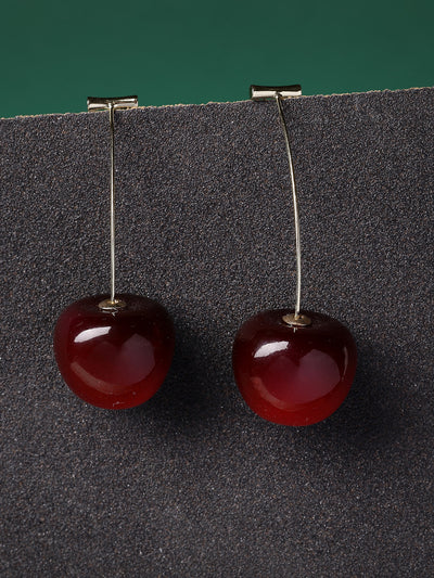 Scintillare By Sukkhi Red Cherry Shaped Gold Plated Dangle Drop Red Earrings for Women & Girls|Pair of 1|Gifts for Wife Girlfriend Mother Sister|E107280