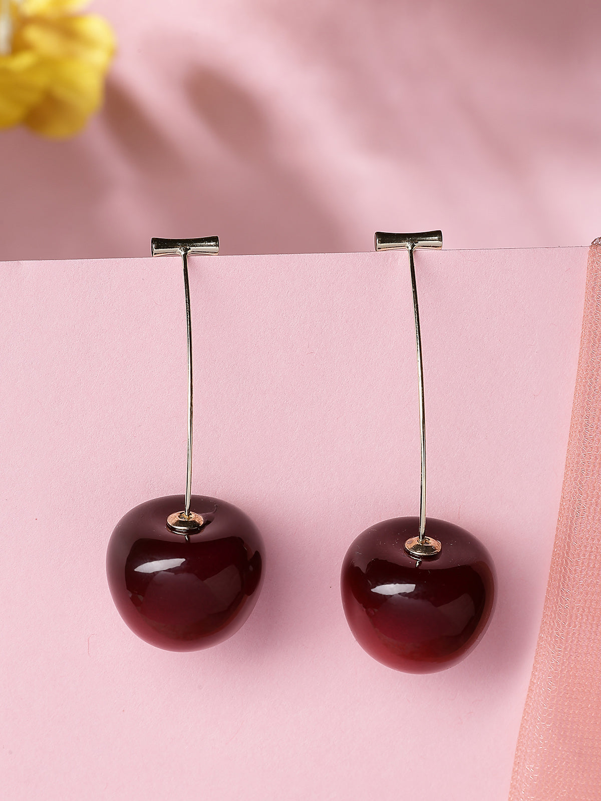 Scintillare By Sukkhi Red Cherry Shaped Gold Plated Dangle Drop Red Earrings for Women & Girls|Pair of 1|Gifts for Wife Girlfriend Mother Sister|E107280