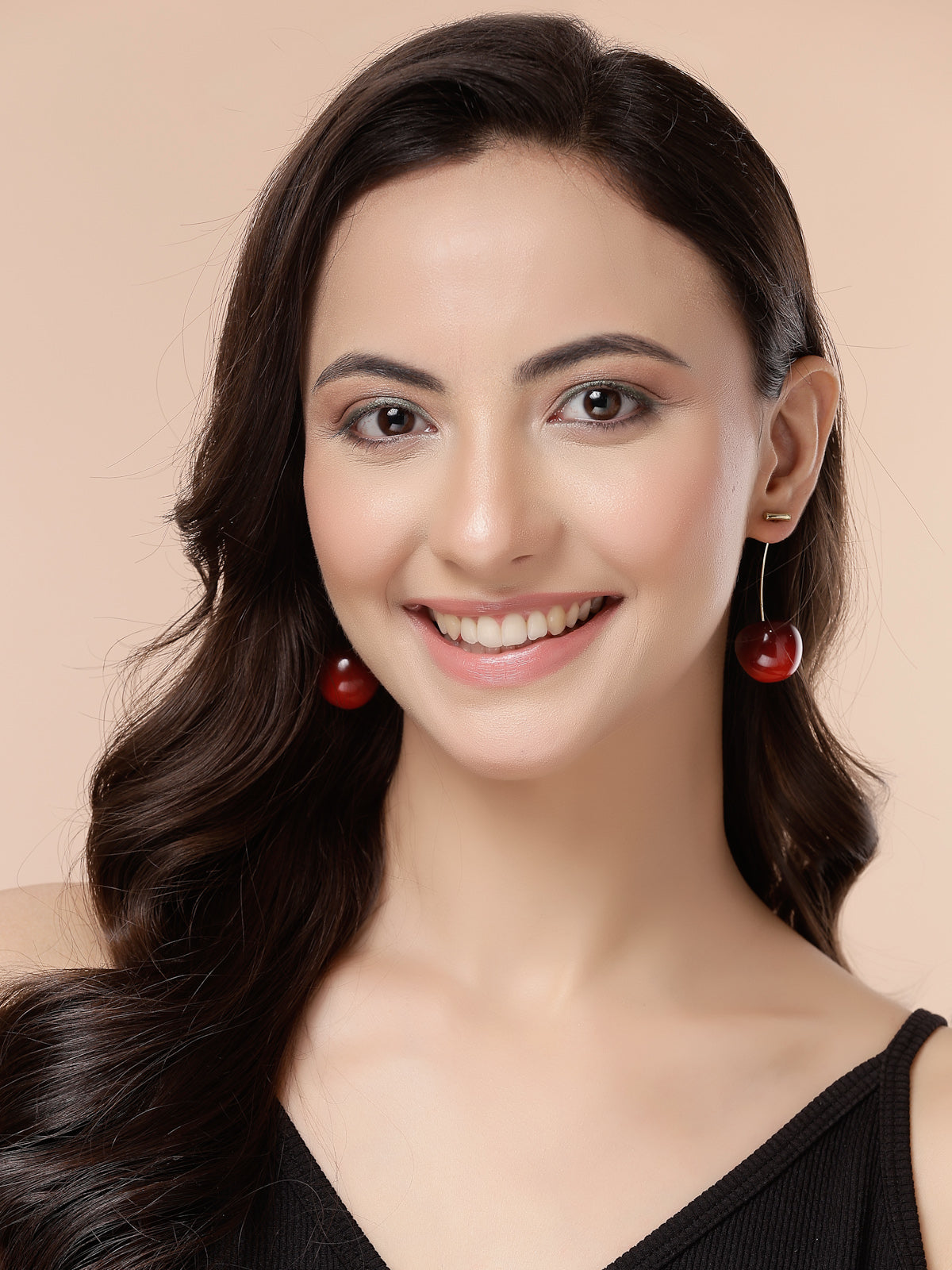 Scintillare By Sukkhi Red Cherry Shaped Gold Plated Dangle Drop Red Earrings for Women & Girls|Pair of 1|Gifts for Wife Girlfriend Mother Sister|E107280