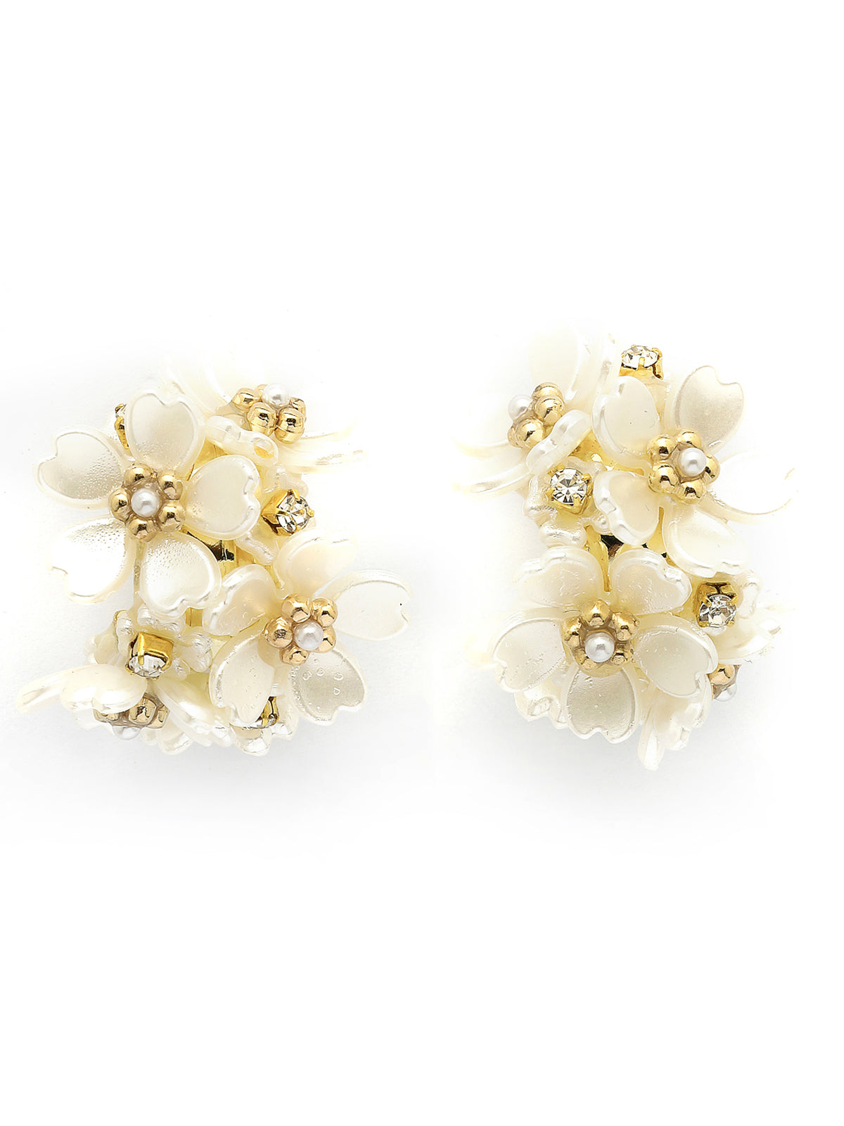Scintillare By Sukkhi Latest Sweet & Stylish Elegant White Flower Hoop Bali Earrings for Women & Girls| Trendy Versatile Light Weighted Jewellery|Pair of 1|Gifts for Wife Girlfriend Mother Sister|E107281
