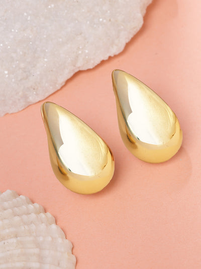 Scintillare By Sukkhi Stylish Trendy Chunky Golden Dainty Gold Plated Teardrop Teenagers Trending Oversized Lightweight Statement Waterdrop Earring for Women & Girls|Korean Fashion Jewellery|E107284