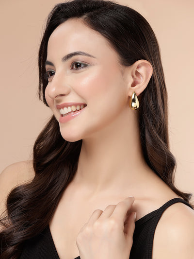 Scintillare By Sukkhi Stylish Trendy Chunky Golden Dainty Gold Plated Teardrop Teenagers Trending Oversized Lightweight Statement Waterdrop Earring for Women & Girls|Korean Fashion Jewellery|E107284