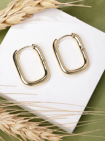 Scintillare By Sukkhi Celebrity Inspired 18k Gold Plated Anti Tarnish Simple Plain Link Chain Chunky Hoop Earrings  for Women & Girls|Pair of 1|Latest Stylish Trendy Jewellery|E107285