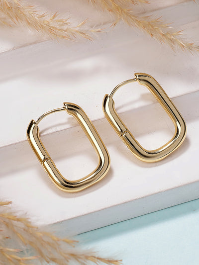 Scintillare By Sukkhi Celebrity Inspired 18k Gold Plated Anti Tarnish Simple Plain Link Chain Chunky Hoop Earrings  for Women & Girls|Pair of 1|Latest Stylish Trendy Jewellery|E107285