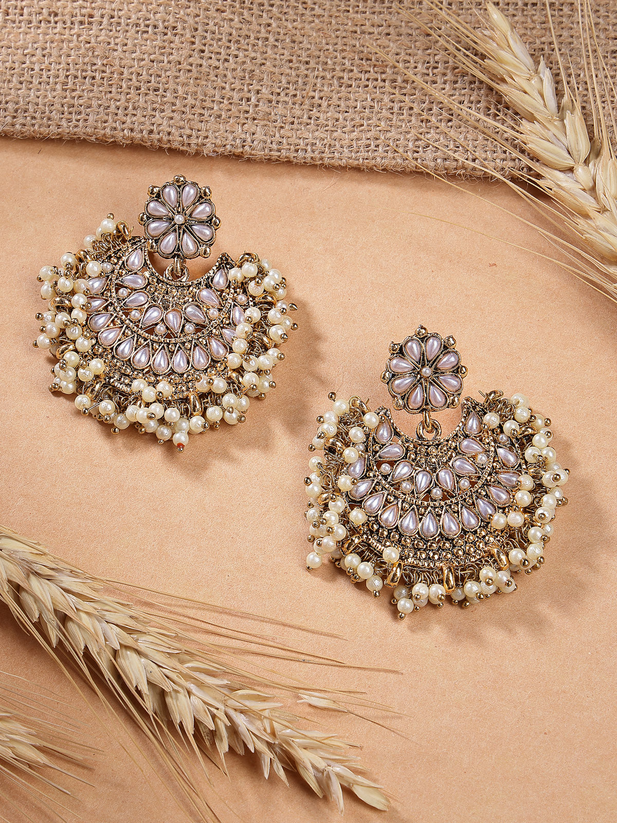 Sukkhi Decent Fashionable Ethnic Gold Tone Plated Pearls & Beaded Drop White Earring Jewellery for Women & Girls |E107333