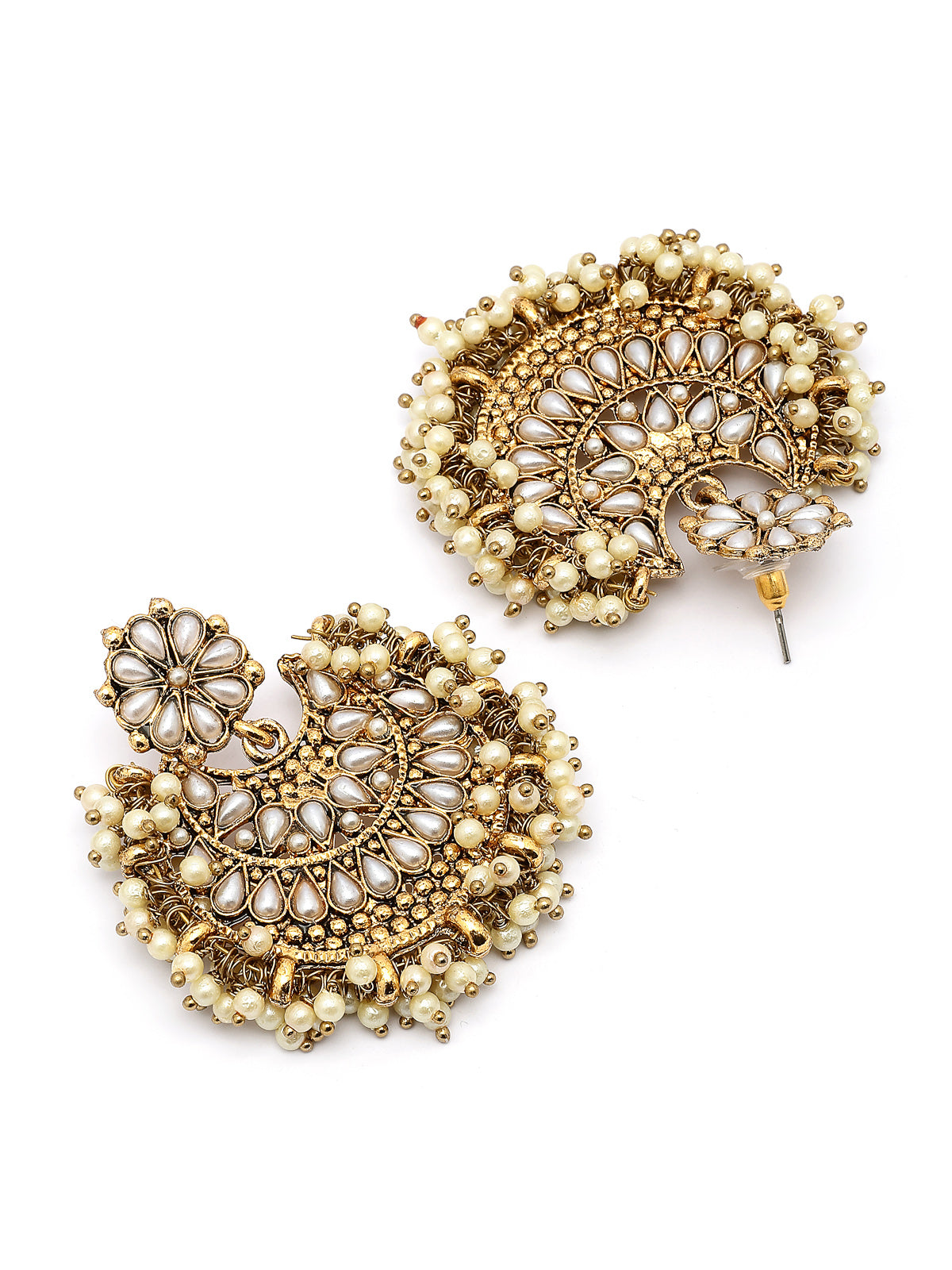 Sukkhi Decent Fashionable Ethnic Gold Tone Plated Pearls & Beaded Drop White Earring Jewellery for Women & Girls |E107333