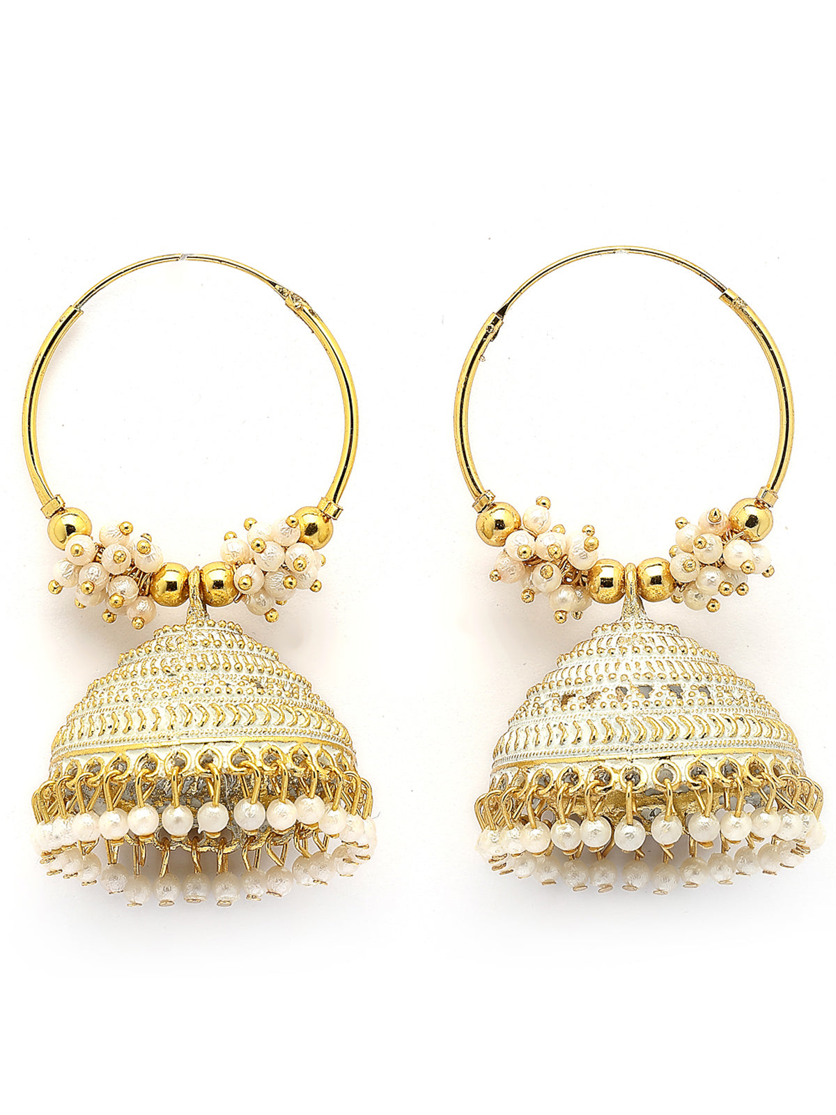 Sukkhi Festive Traditional Style Gold Plated with Beaded Hoop Jhumka/Jhumki Earring Jewellery For Women & Girls|E107340