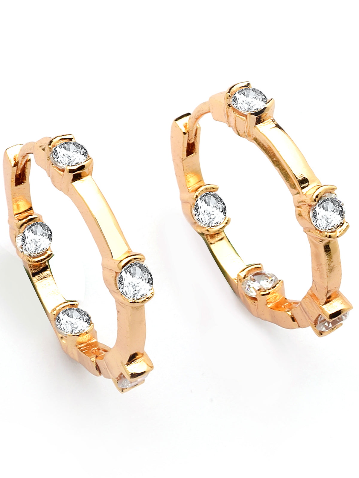 Scintillare By Sukkhi Bewitching Latest Stylish Rose Gold Plated Cubic Zirconia Hoop Earrings for Women & Girls|E107502