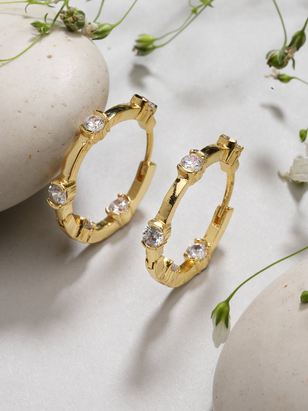 Scintillare By Sukkhi Bewitching Latest Stylish Gold Plated Cubic Zirconia Hoop Earrings for Women & Girls|E107504