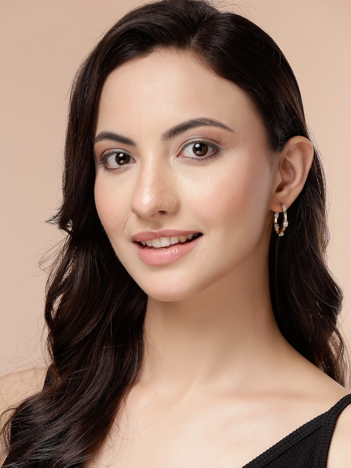 Scintillare By Sukkhi Bewitching Latest Stylish Gold Plated Cubic Zirconia Hoop Earrings for Women & Girls|E107504