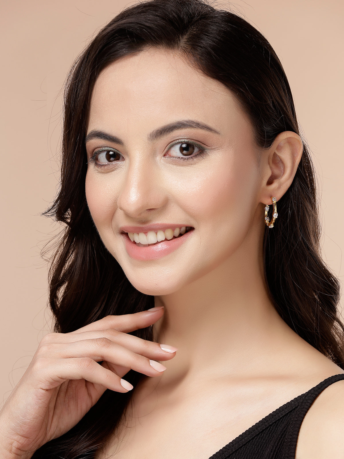 Scintillare By Sukkhi Bewitching Latest Stylish Gold Plated Cubic Zirconia Hoop Earrings for Women & Girls|E107504