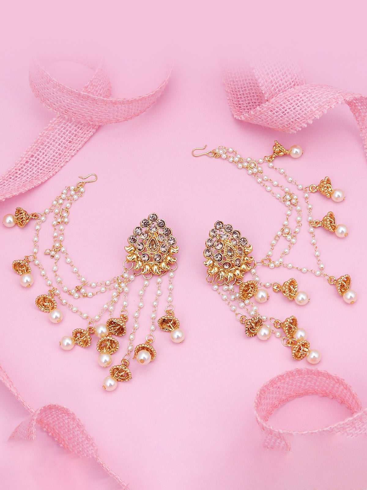 Sukkhi Traditional Gold Plated Bahubali Inspired Long Chain Jhumki Earrings For Women E73490