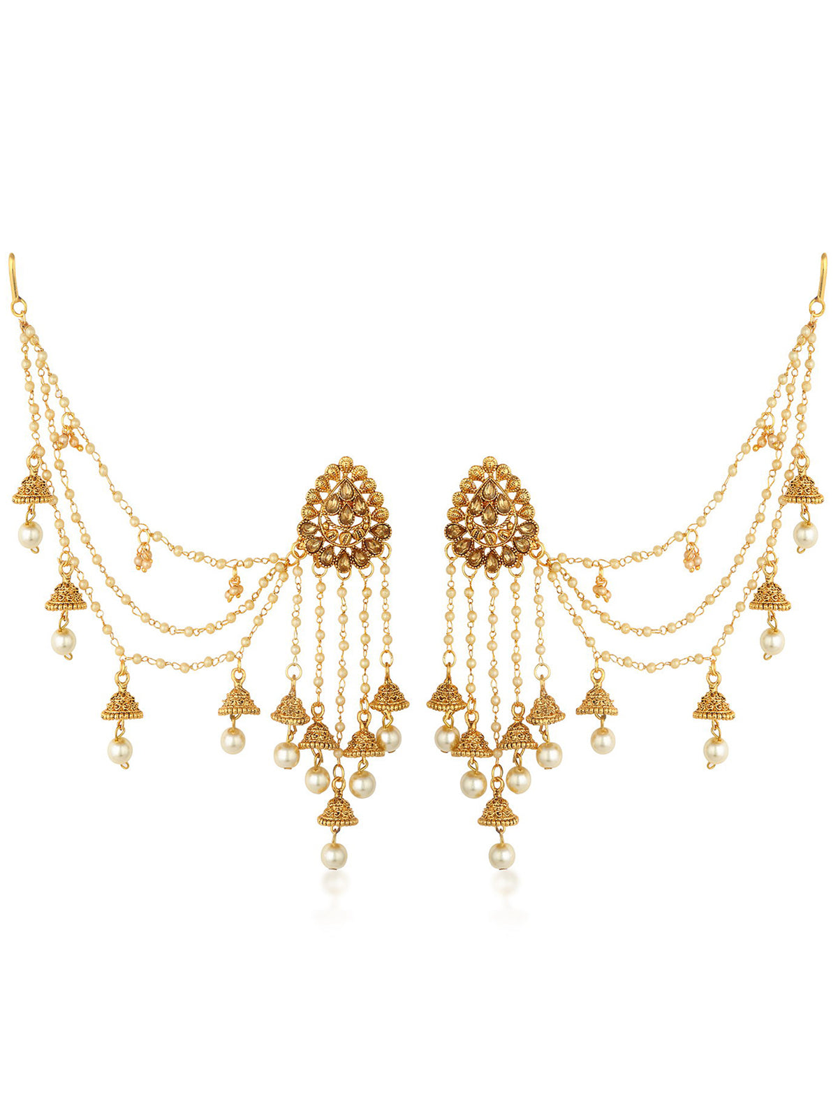 Sukkhi Incredible Gold Plated Bahubali Inspired Long Chain Jhumki Earrings For Women E73492