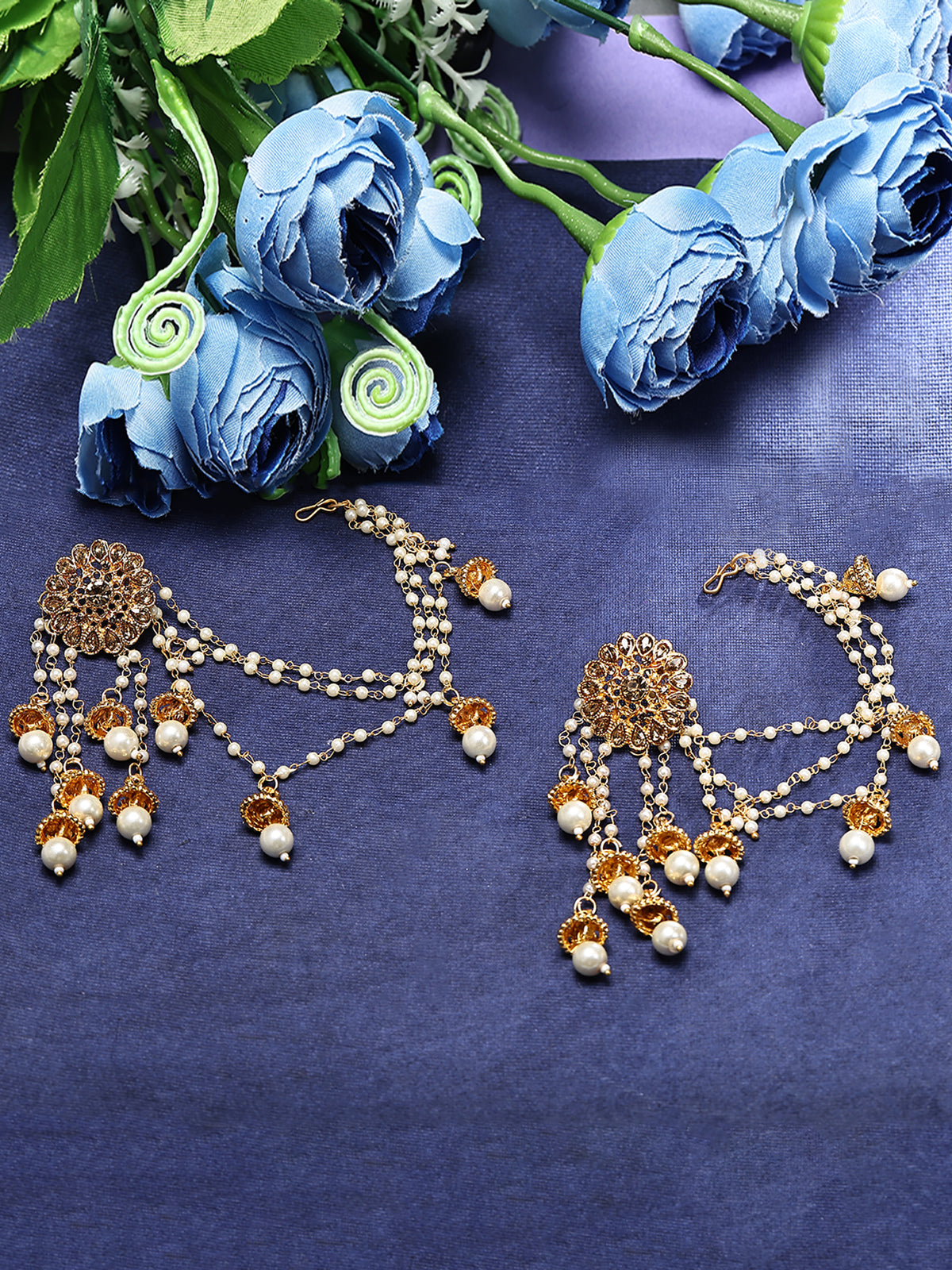 Sukkhi Glorious Gold Plated Bahubali Inspired Long Chain Jhumki Earrings For Women E73494