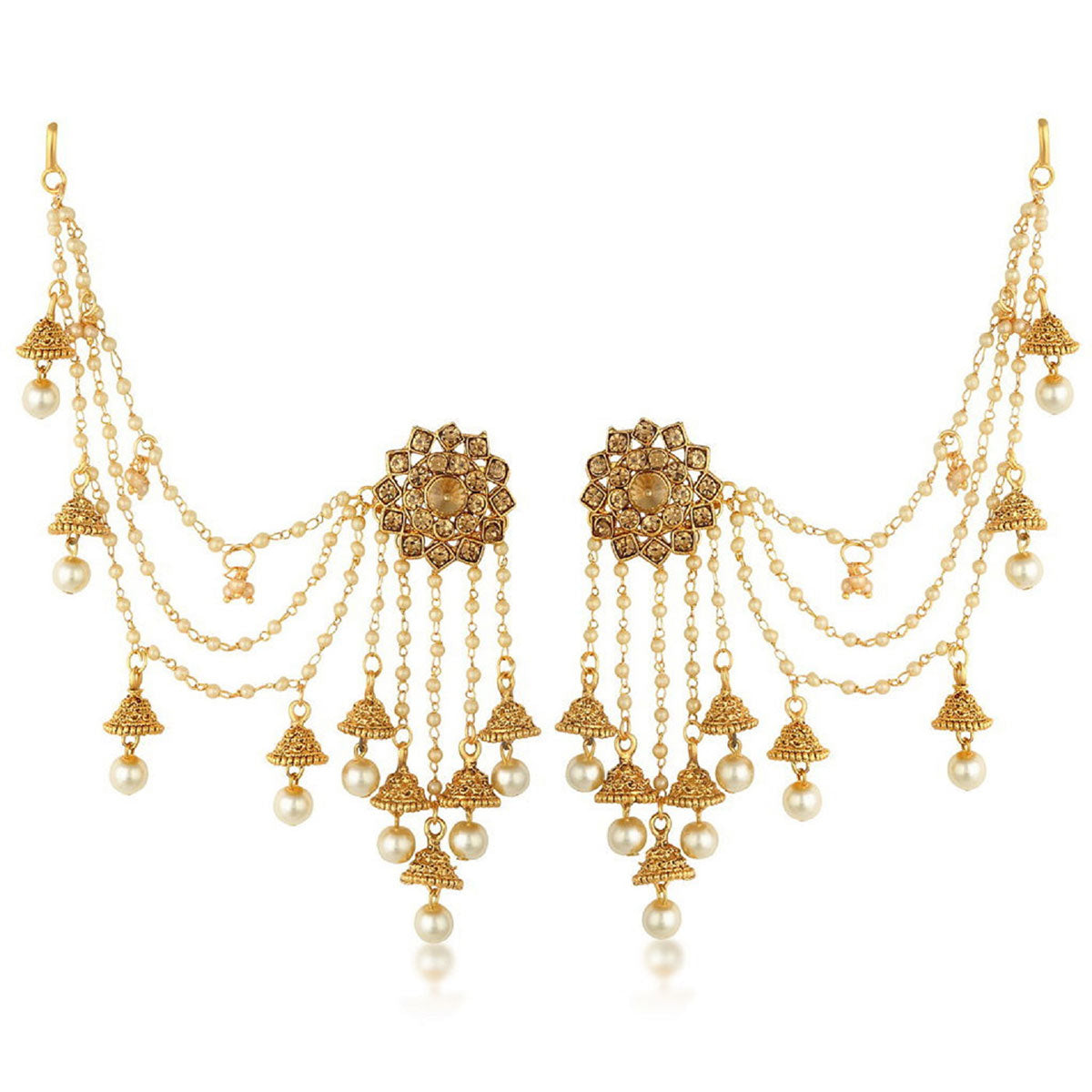 Sukkhi Attractive Gold Plated Bahubali Inspired Long Chain Jhumki Earrings For Women E73496
