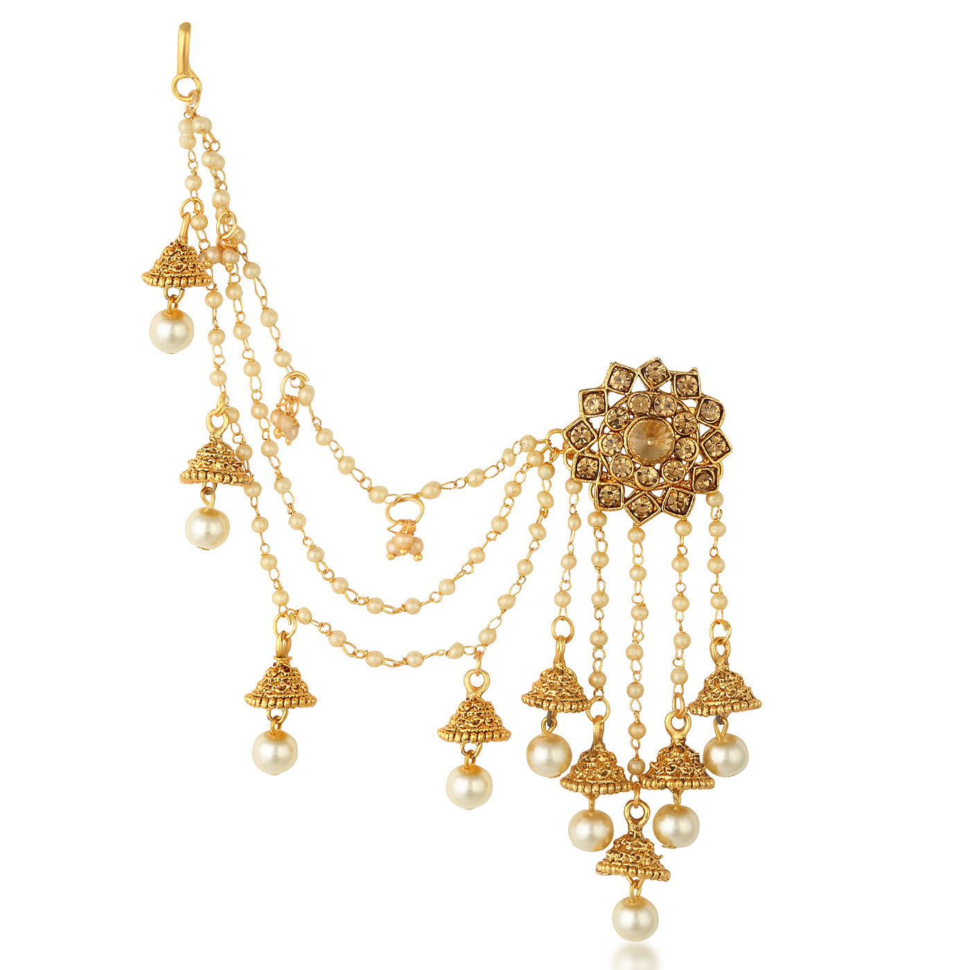 Sukkhi Attractive Gold Plated Bahubali Inspired Long Chain Jhumki Earrings For Women E73496