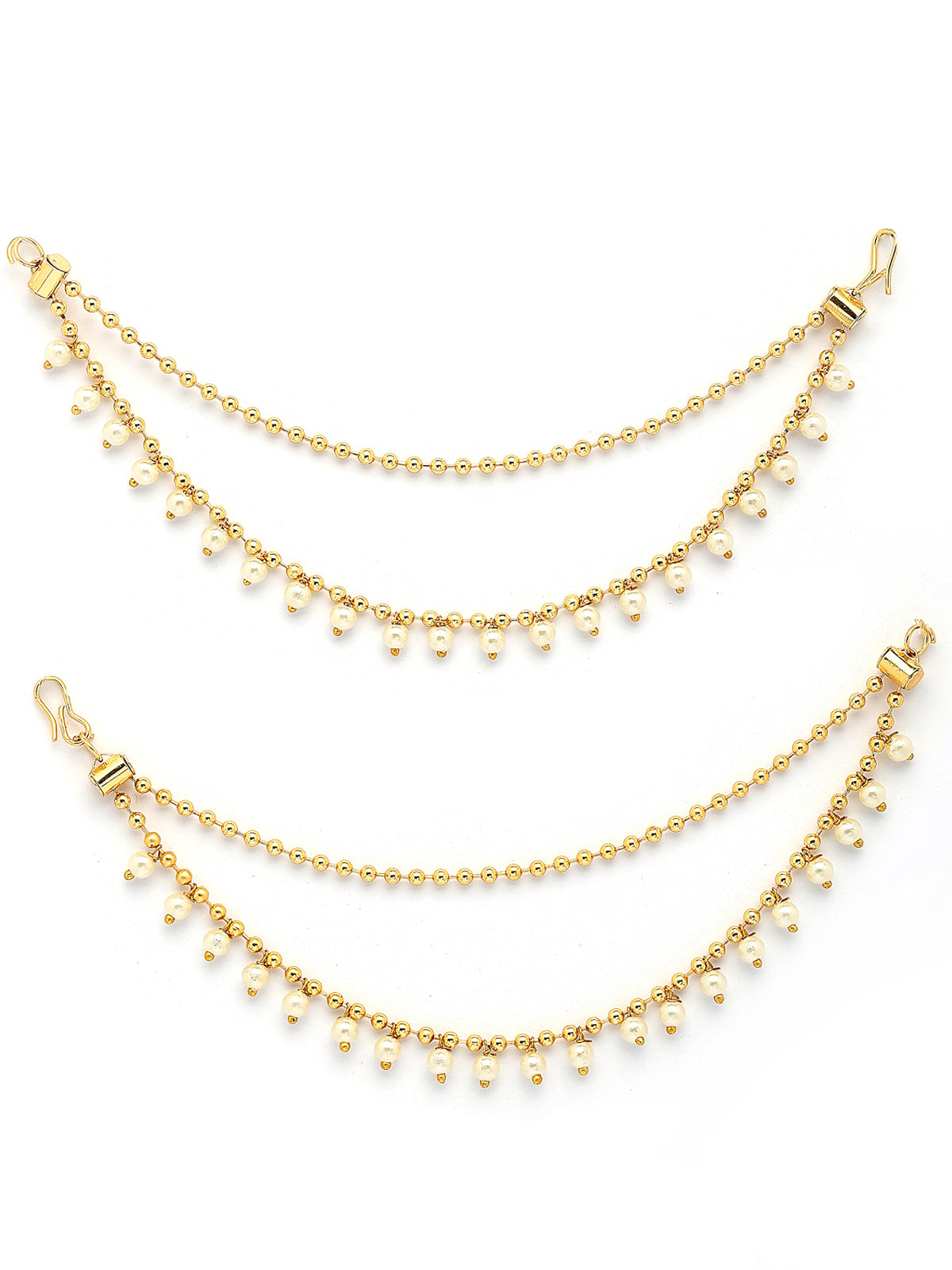 Sukkhi Festive Traditional Fashion 18k Gold Plated Pearls Layered Earchain Earring Jewellery For Women & Girls|Pair of 1|ECN107319