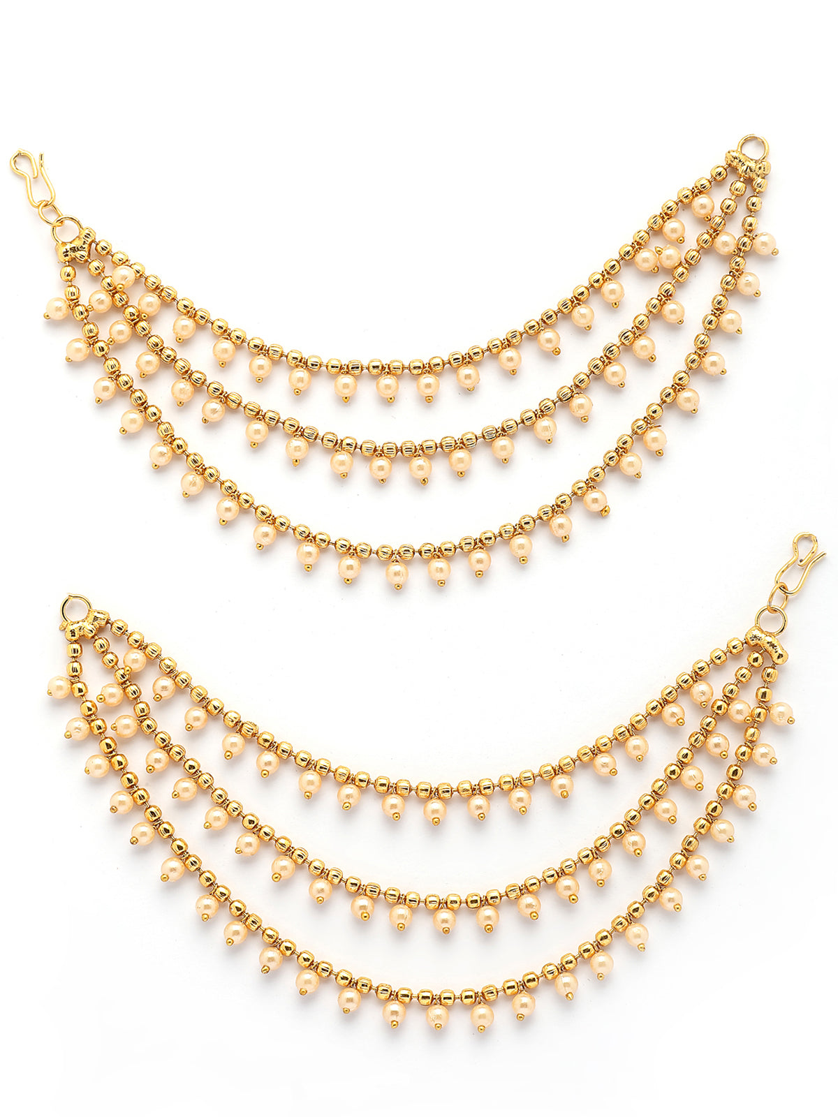 Sukkhi Trendy Ethnic 18k Gold Plated Brass with Pearls Studded Bahubali Inspired Long Multi Layer Ball Chain Jhumka/Jhumki Earring Jewellery for Women & Girls|Pair of 1|ECN107324