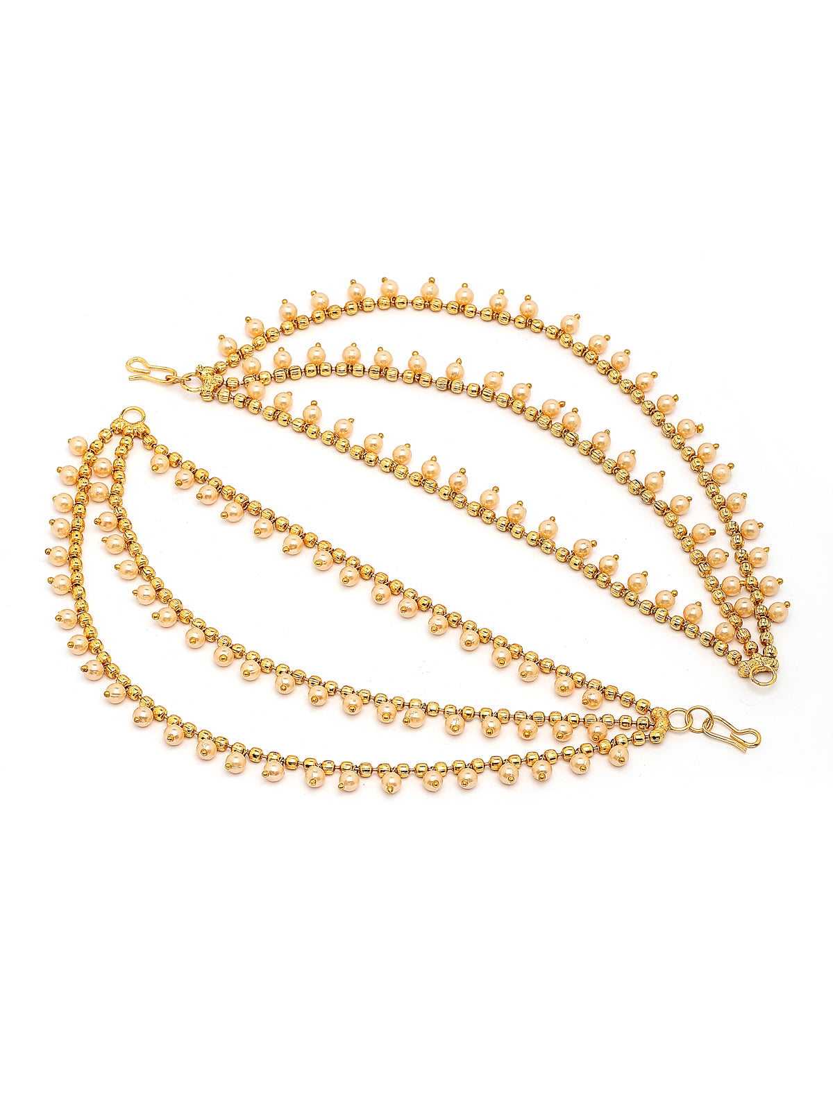 Sukkhi Trendy Ethnic 18k Gold Plated Brass with Pearls Studded Bahubali Inspired Long Multi Layer Ball Chain Jhumka/Jhumki Earring Jewellery for Women & Girls|Pair of 1|ECN107324