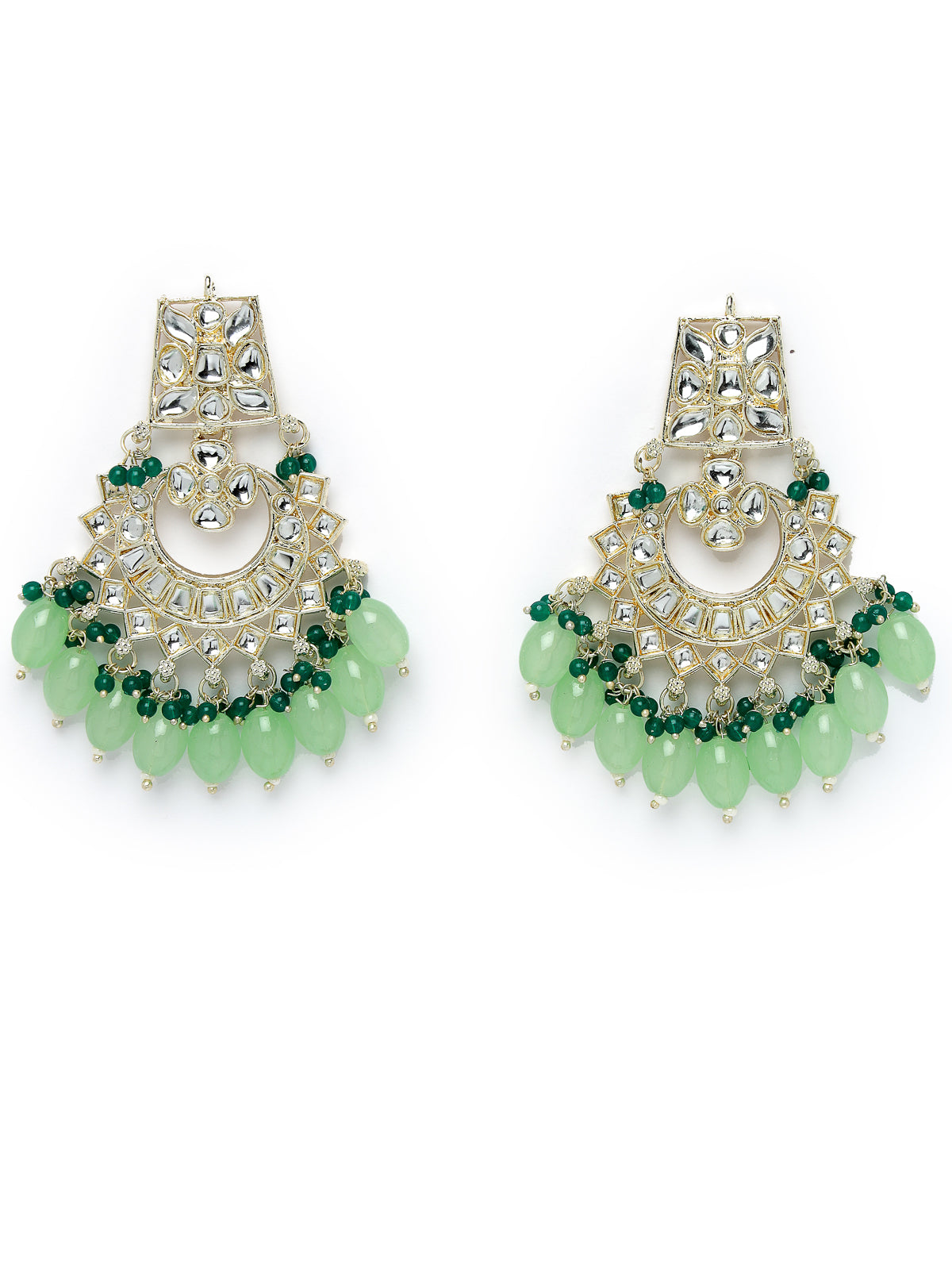 Studio Sukkhi Elegant Gold Plated Mint Green & Green Earrings & Maangtikka Set with Kundan and Beads Jewellery for Women EM105792