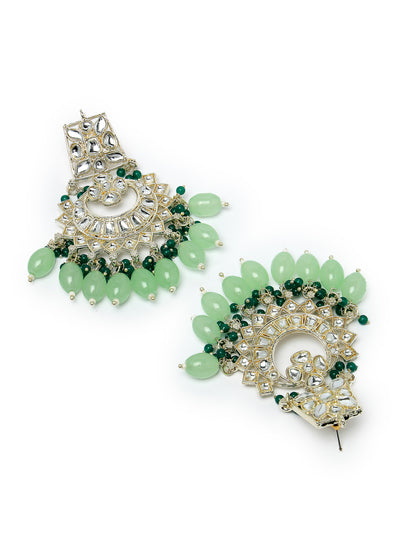 Studio Sukkhi Elegant Gold Plated Mint Green & Green Earrings & Maangtikka Set with Kundan and Beads Jewellery for Women EM105792
