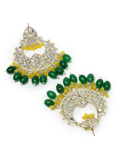 Studio Sukkhi Exquisite Gold Plated Green & Yellow Colour Earrings & Maangtikka Jewellery Set with Kundan and Beads for Women EM105793