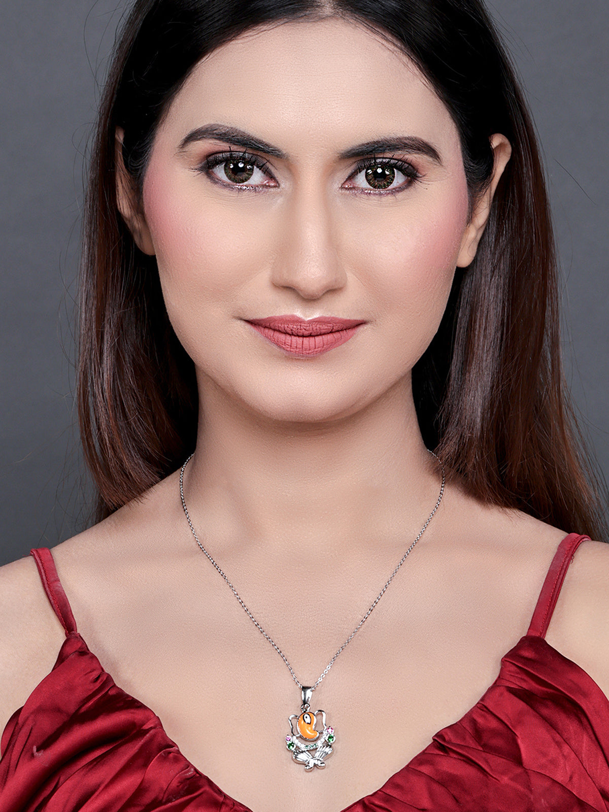 Pissara by Sukkhi Gleaming 925 Sterling Silver Cubic Zirconia Pendant With Chain For Women And Girls|with Authenticity Certificate, 925 Stamp & 6 Months Warranty GP104637