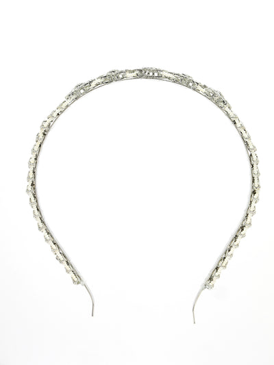 Sukkhi Tendy Floral Style Silver Phodium Plated With Kundan & Beads Studded Hair Band, Matha Patti, Sheesh Patti, Hair Accessories Jewellery for Womens & Girls |Pack of 1|HBND106851