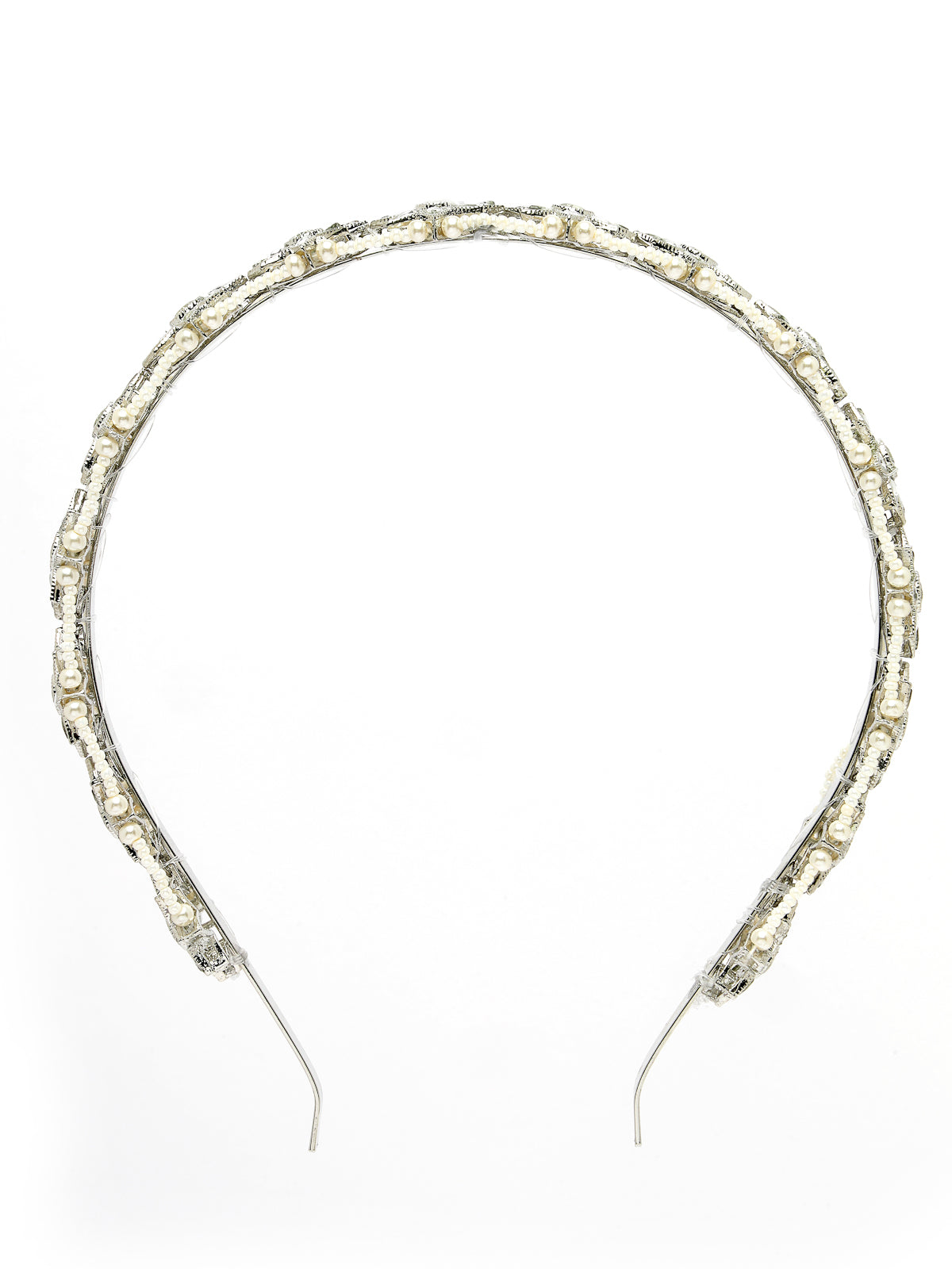 Sukkhi Latest Traditional Fashion Silver Phodium Plated with Kundan & Pearl Beaded Matha Patti, Sheesh Patti, Hair Band Hair Accessories Jewellery for Womens & Girls |Pack of 1|HBND106852