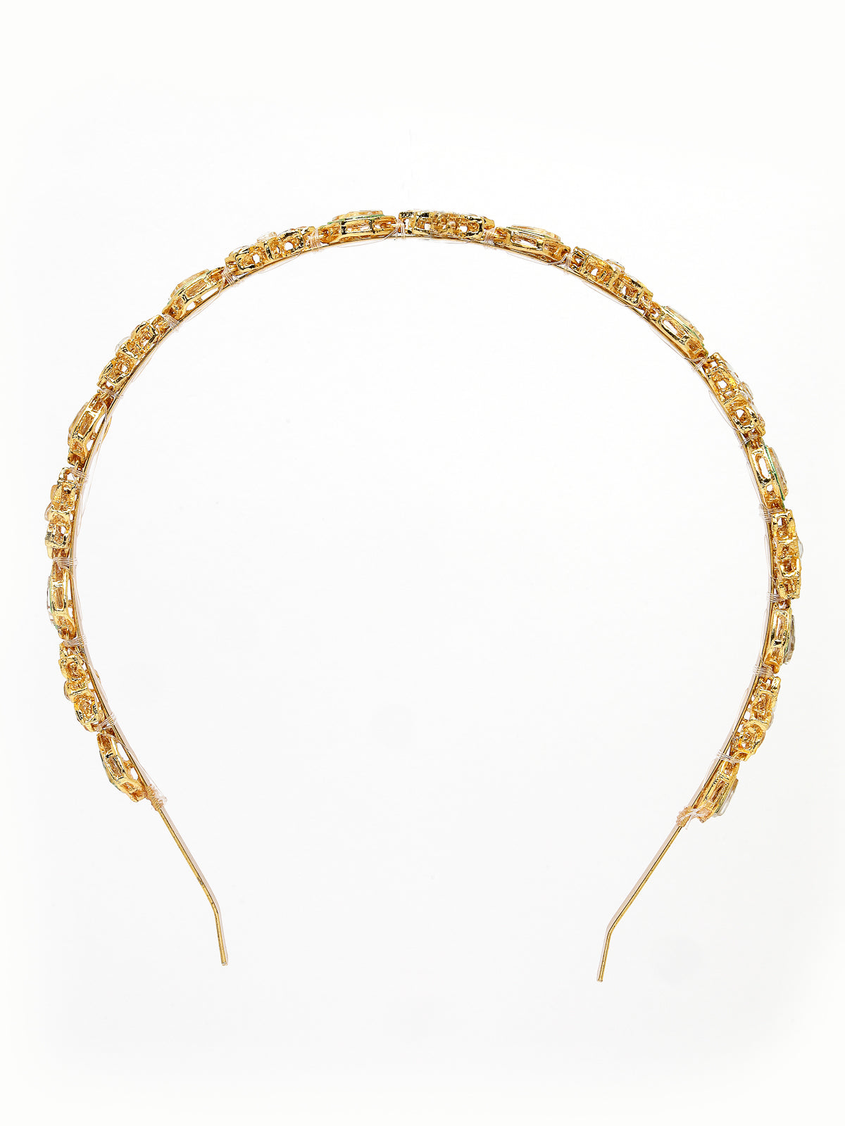 Sukkhi Attractive Floral Gold Plated Kundan Studded with Green Meenakari Work Gold Hair Band Matha Patti, Sheesh Patti, Hair Accessories Jewellery for Womens & Girls | Pack of 1 |HBND106854