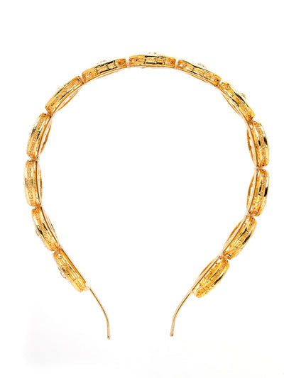 Sukkhi Embellished Gold Plated Round Beaded Hairband Matha Patti, Sheesh Patti, Hair Accessories For Womens| Pack of 1for Women & Girls|HBND106856