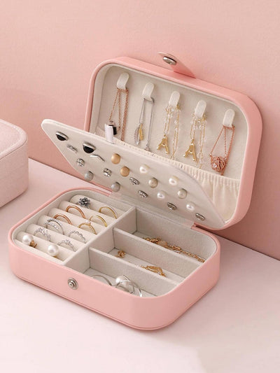 Scintillare By Sukkhi Jewellery Organiser PU Leather Button Portable Storage Box Case with Dividers Container for Rings, Earrings, Necklace Home Organizer JB107104